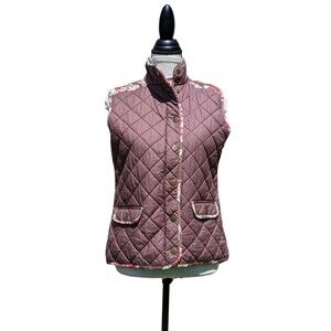 MATILDA JANE Reversible Quilted Puffer Vest Brown Cottage Corduroy  S